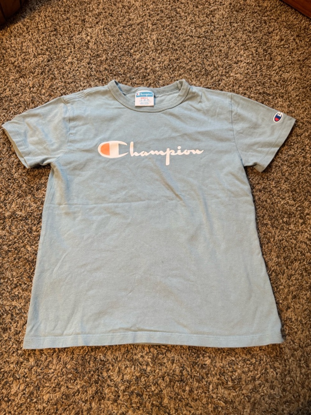 Champion Pale Blue Logo Short Sleeve Tee